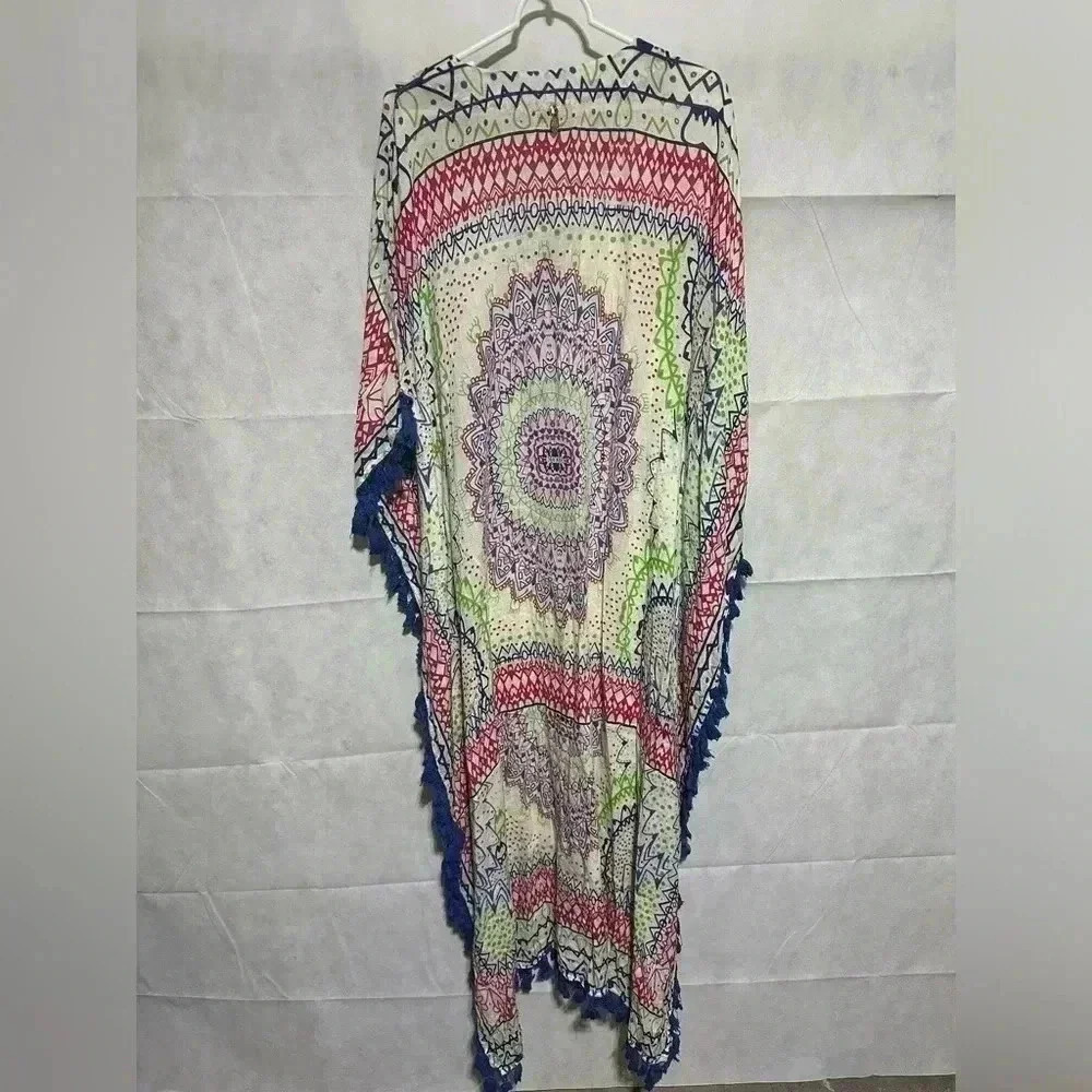 Ruby Yaya Maxi Dress XS India Boho Sequins Tassels Split Oversized Summer Beach - Picture 2 of 7